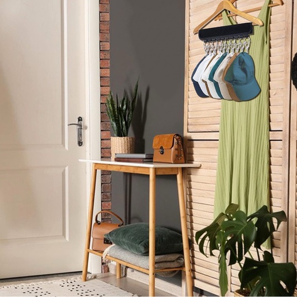 Hat Organizer Hanger with Clips | Closet Cap Storage Rack | Holds 10 Hats - Picture 2 of 6